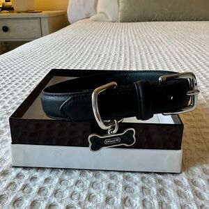 Vintage Coach Black Genuine Cowhide Leather Dog Collar - Size Medium 13.5"-16.5"